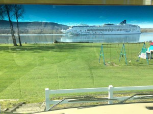 Cruise ship coming down the Columbia River